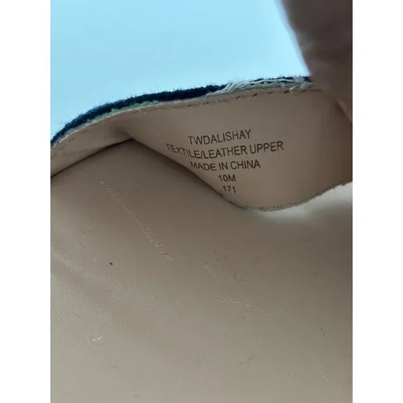 Tommy Hilfiger Sandals 10 Wedge Navy Green Striped Espadrille Preppy Nautical - Picture 13 of 16